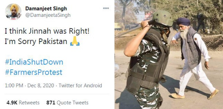 ‘Jinnah was right’, say Sikhs as Indian government crackdowns on farmers