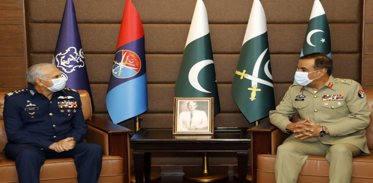 PAF Chief Mujahid Anwar pays farewell visit to JCSC General Nadeem Raza