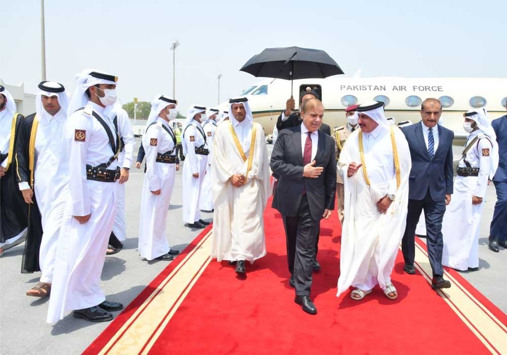 PM Shehbaz Sharif arrives Doha on a two-day official visit