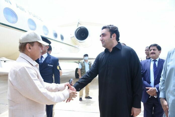 PM Shehbaz Sharif visits flood hit areas of Sindh