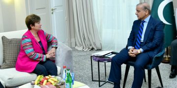 PM Shehbaz meets IMF chief to discuss stalled loan program