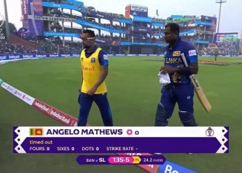 Sri Lanka’s Angelo Mathews becomes cricket’s first ‘timed out dismissal’