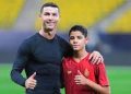 Ronaldo boasts his free kick skills to son